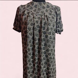 Vintage  California Girl Green and Black Leaf Print Dress